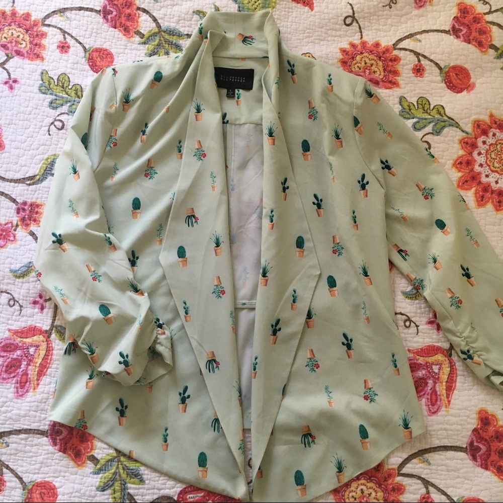 Blu Pepper cropped Cacti Blazer